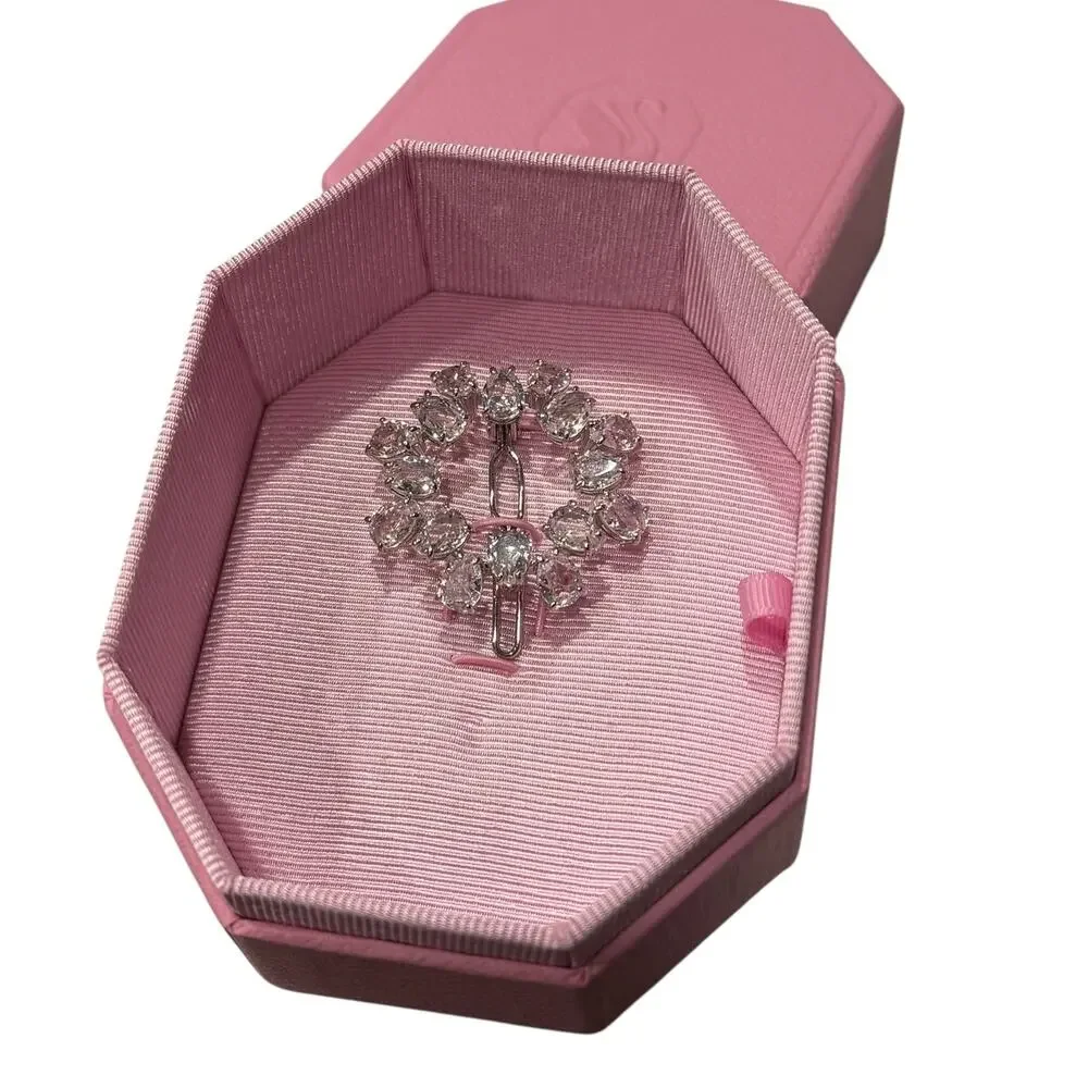 Swarovski Hair Clip, Pear Cut Crystals, White, Rhodium Plated